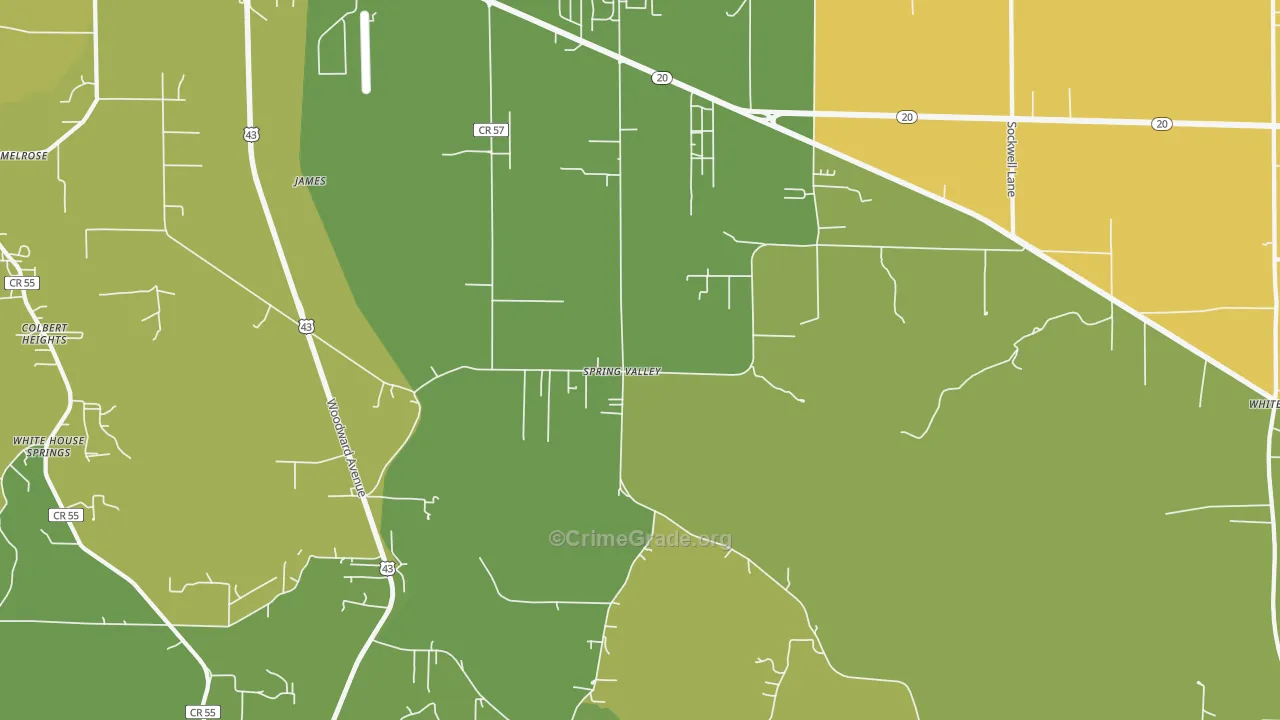 Spring Valley, AL Map of Vandalism Rates