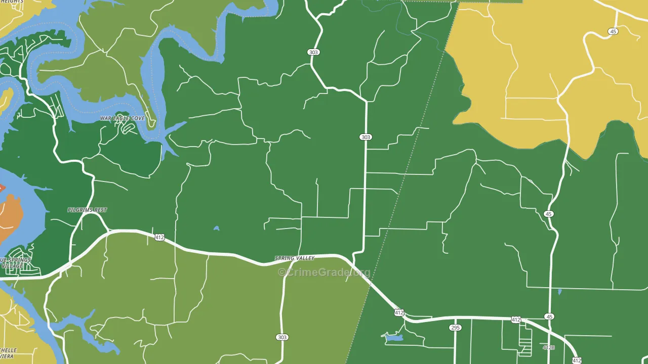Spring Valley, AR Map of Vandalism Rates