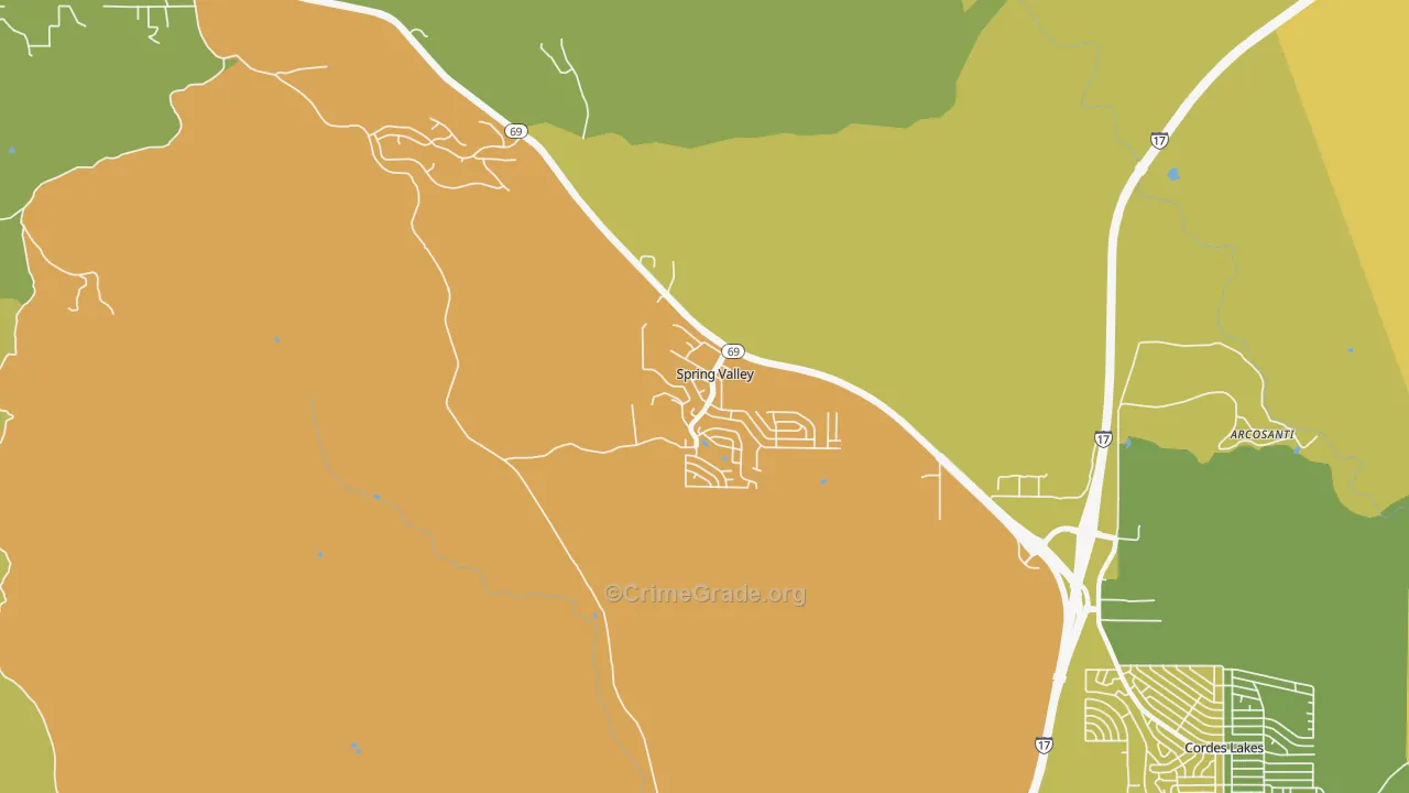 Spring Valley, AZ Map of Vandalism Rates