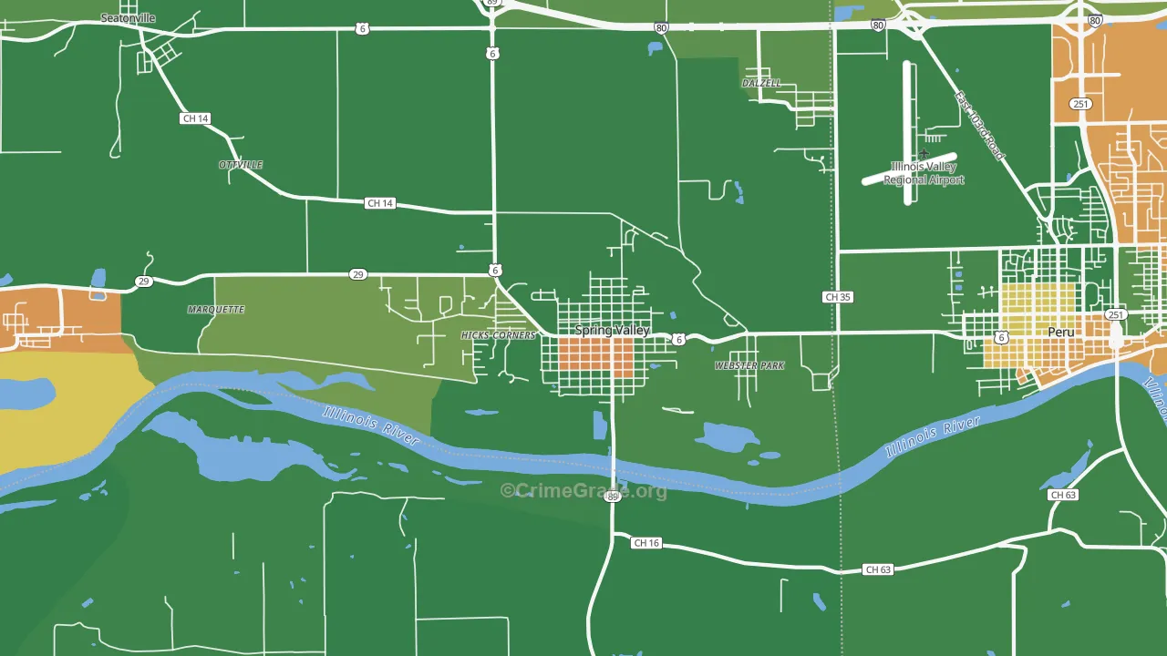 Spring Valley, IL Map of Vandalism Rates