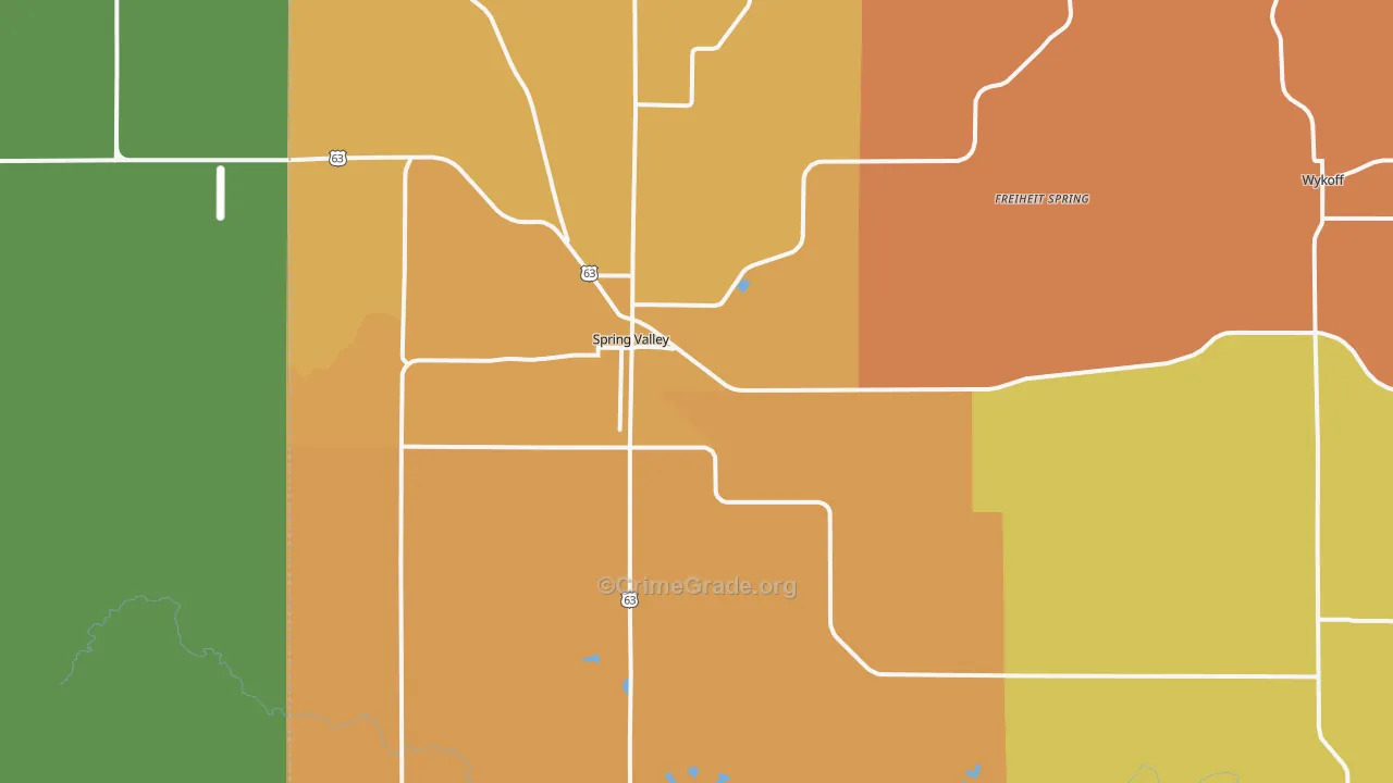 Spring Valley, MN Map of Vandalism Rates