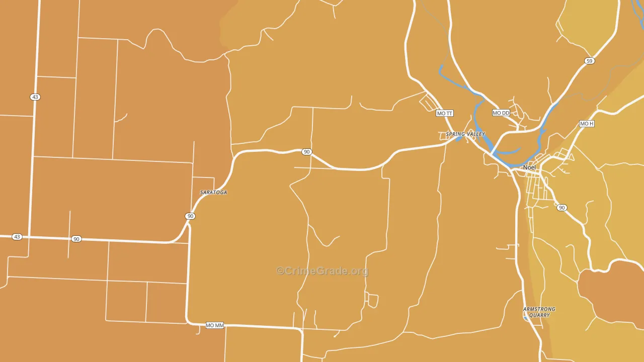 Spring Valley, MO Map of Vandalism Rates