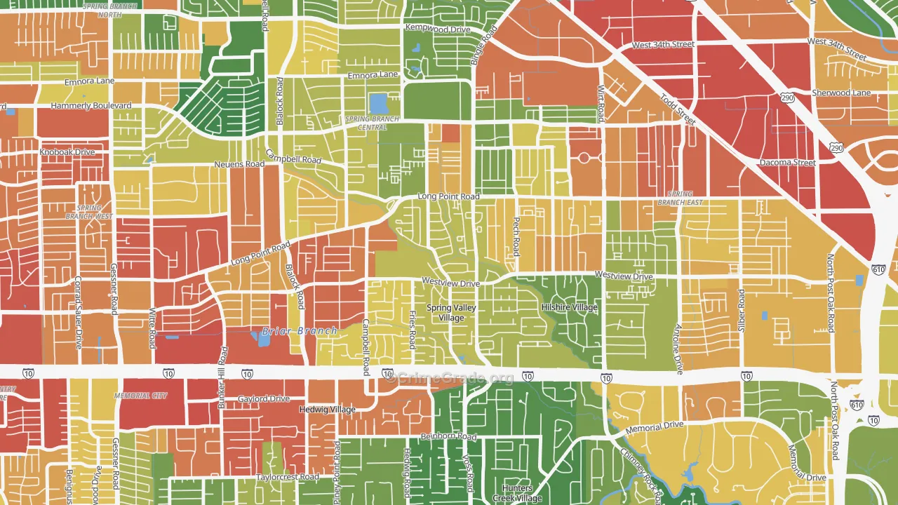 Spring Valley Village, TX Map of Vandalism Rates
