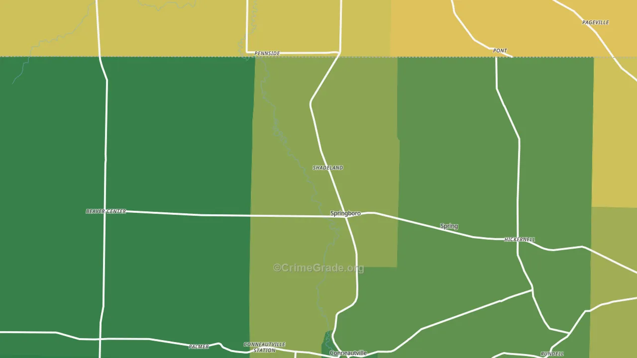 Springboro, PA Map of Vandalism Rates
