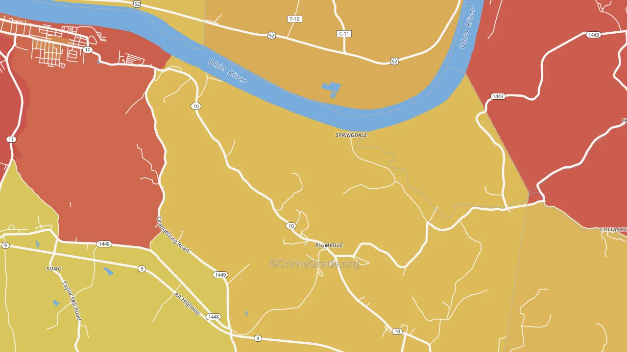 Springdale, KY Map of Vandalism Rates