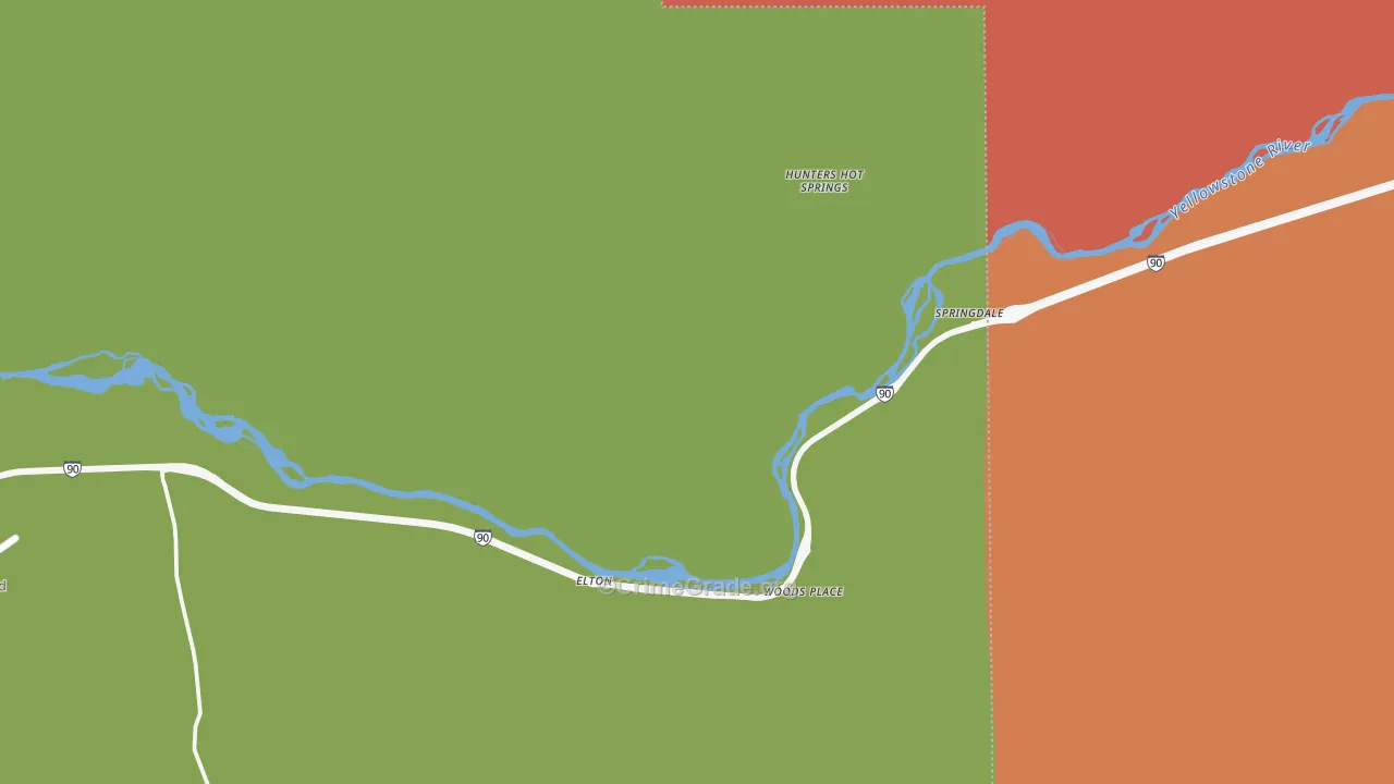 Springdale, MT Map of Vandalism Rates