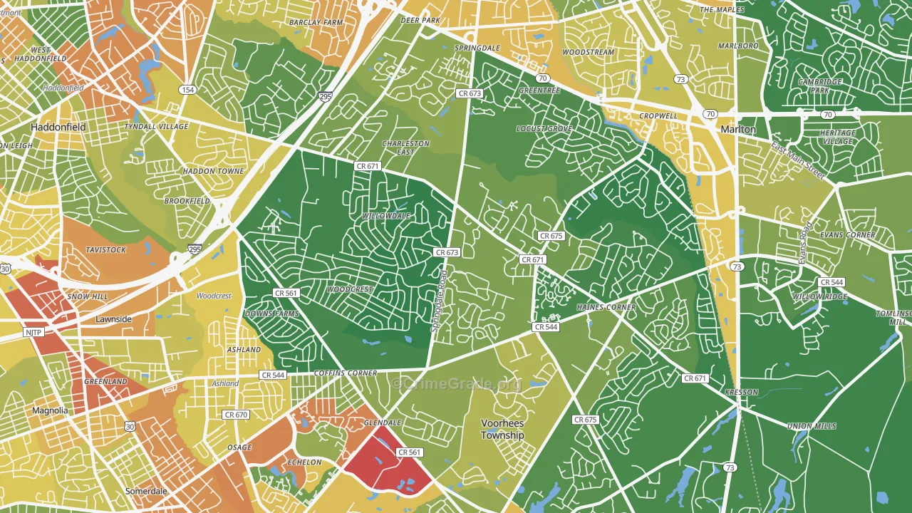 Springdale, NJ Map of Vandalism Rates