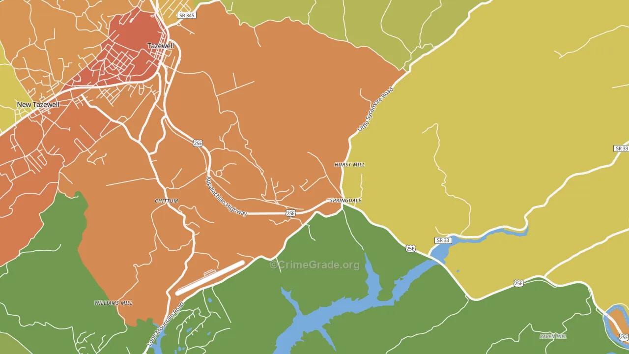 Springdale, TN Map of Vandalism Rates