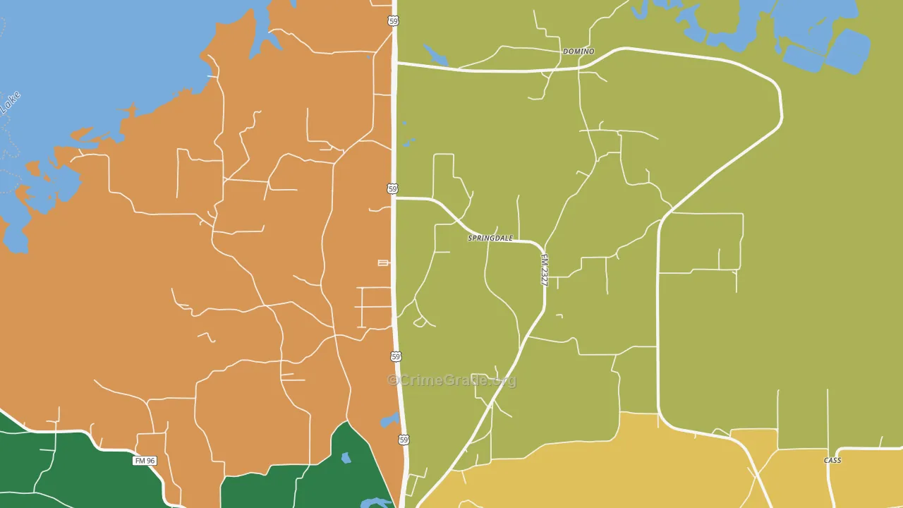 Springdale, TX Map of Vandalism Rates