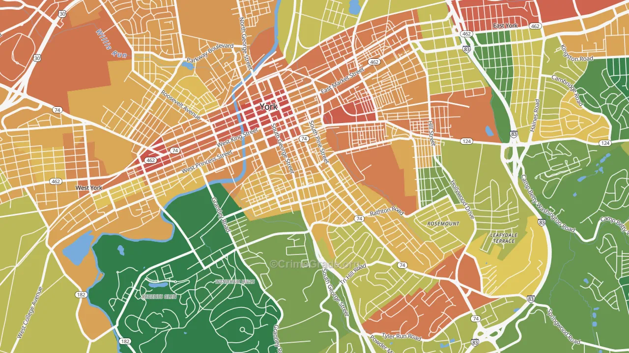 Springdale, York, PA Map of Vandalism Rates