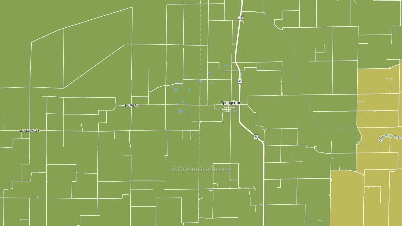 Springerton, IL Map of Vandalism Rates
