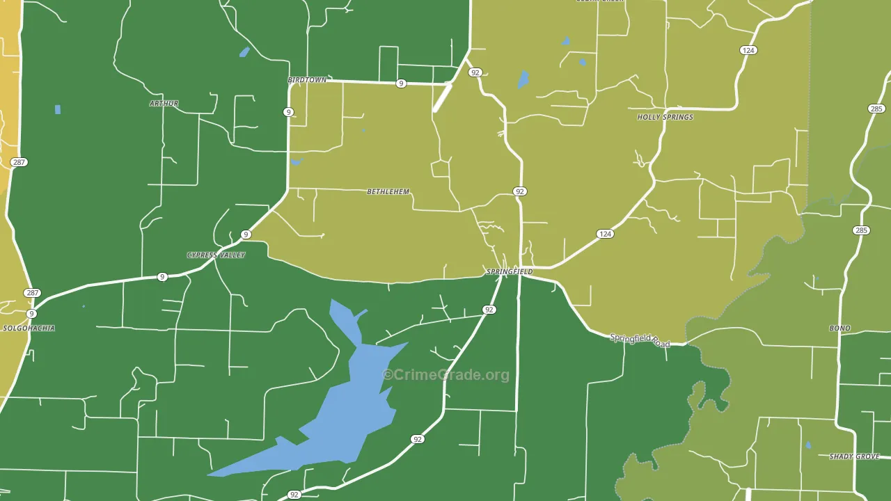 Springfield, AR Map of Vandalism Rates