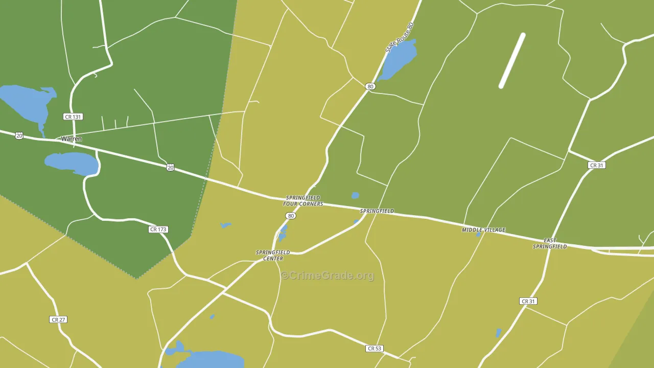Springfield Center, NY Map of Vandalism Rates
