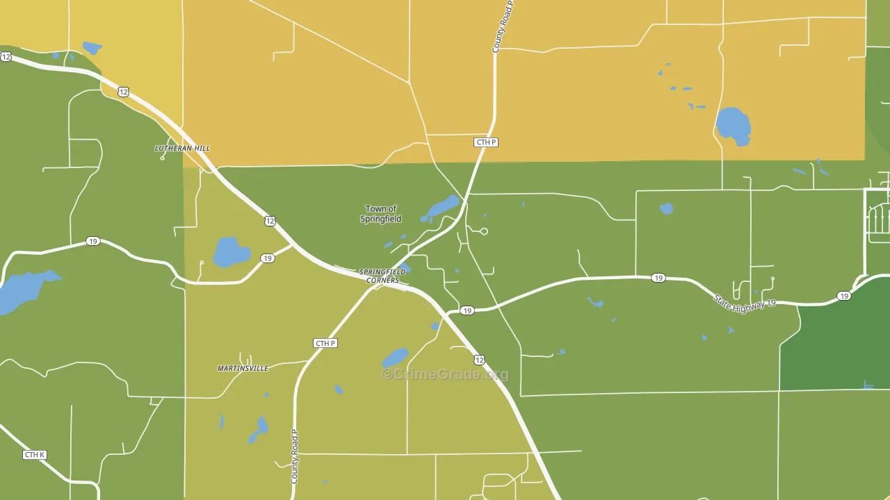 Springfield Corners, WI Map of Vandalism Rates