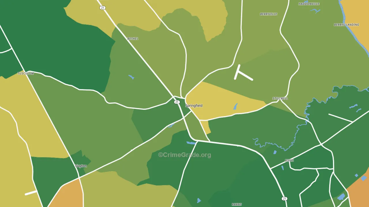 Springfield, GA Map of Vandalism Rates