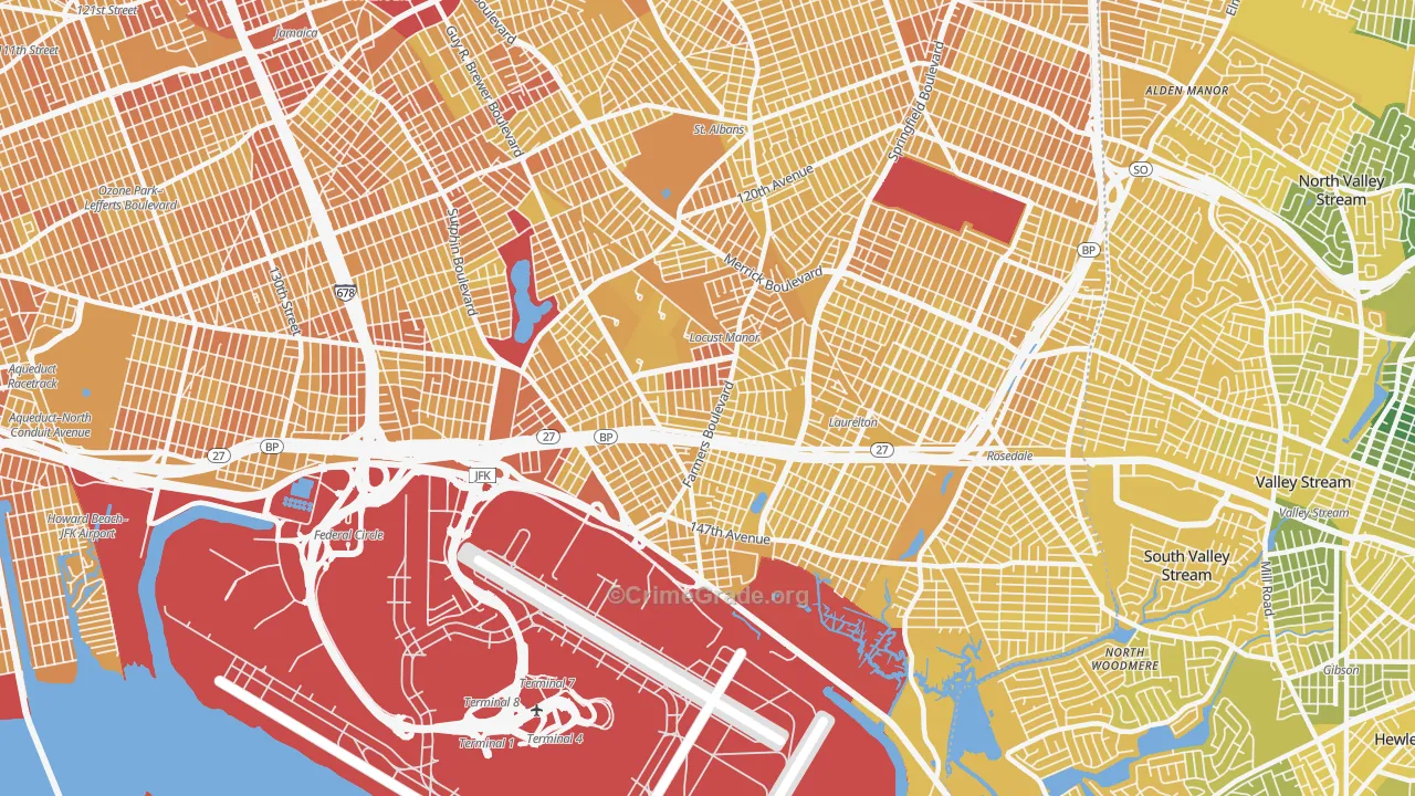 Springfield Gardens, Queens, NY Map of Vandalism Rates