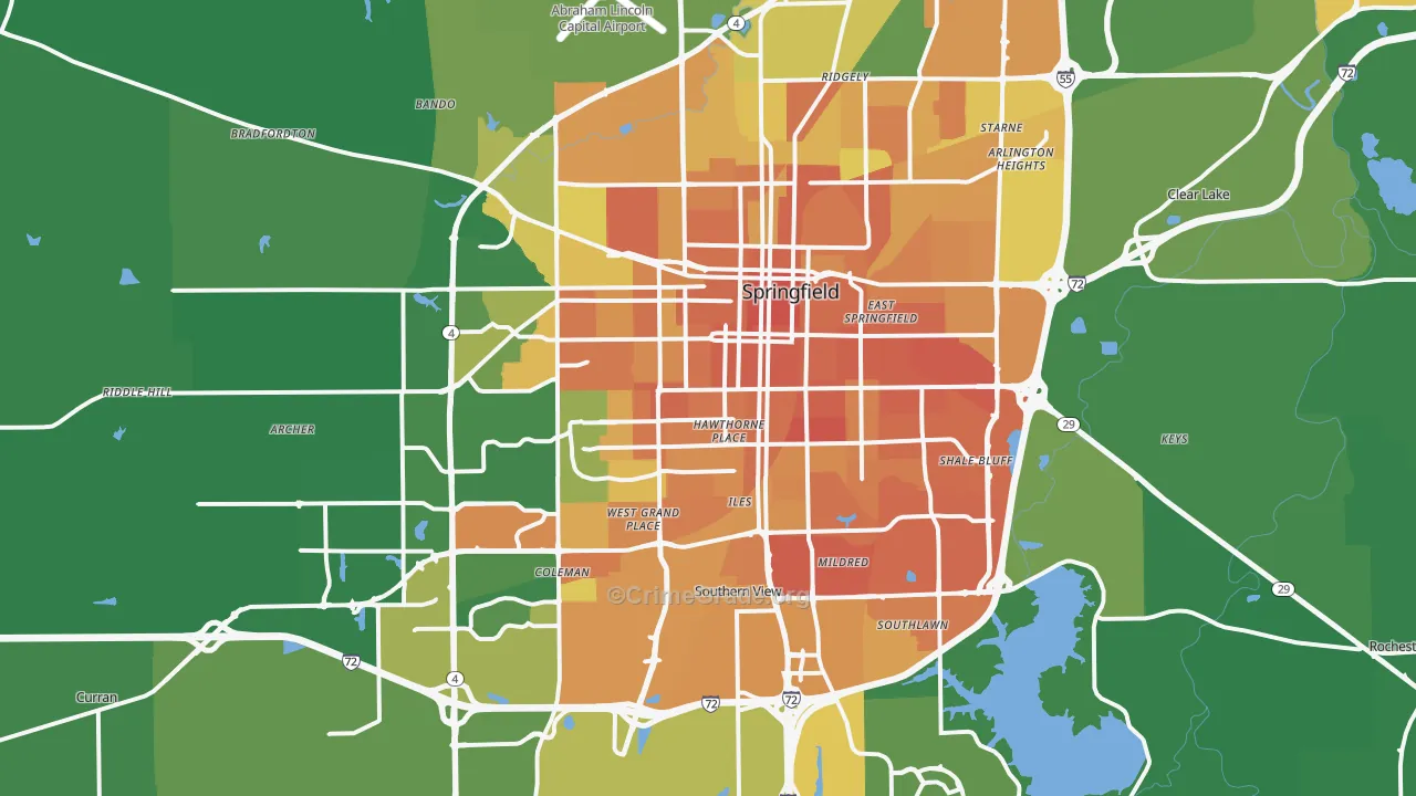 Springfield, IL Map of Vandalism Rates