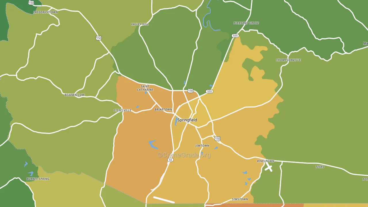 Springfield, KY Map of Vandalism Rates