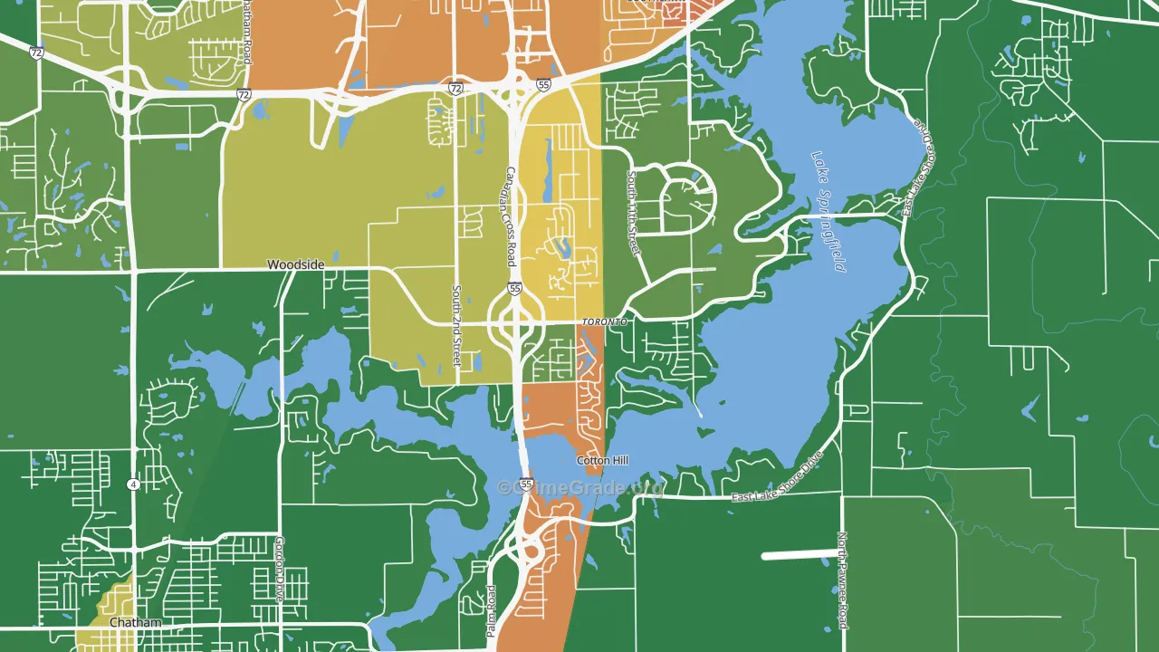 Springfield Lake Shore Improvement, Springfield, IL Map of Vandalism Rates