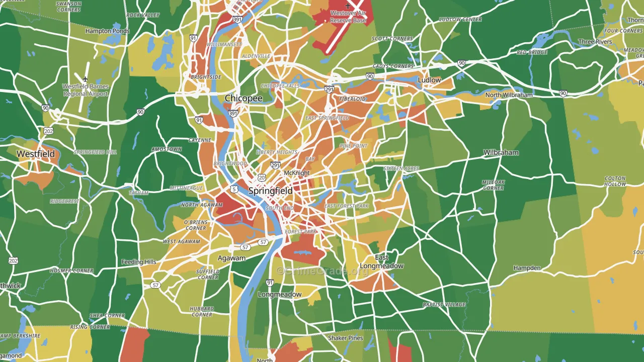 Springfield, MA Map of Vandalism Rates
