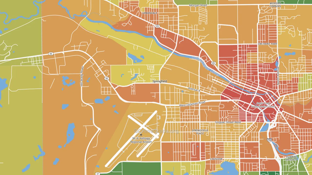 Springfield, MI Map of Vandalism Rates