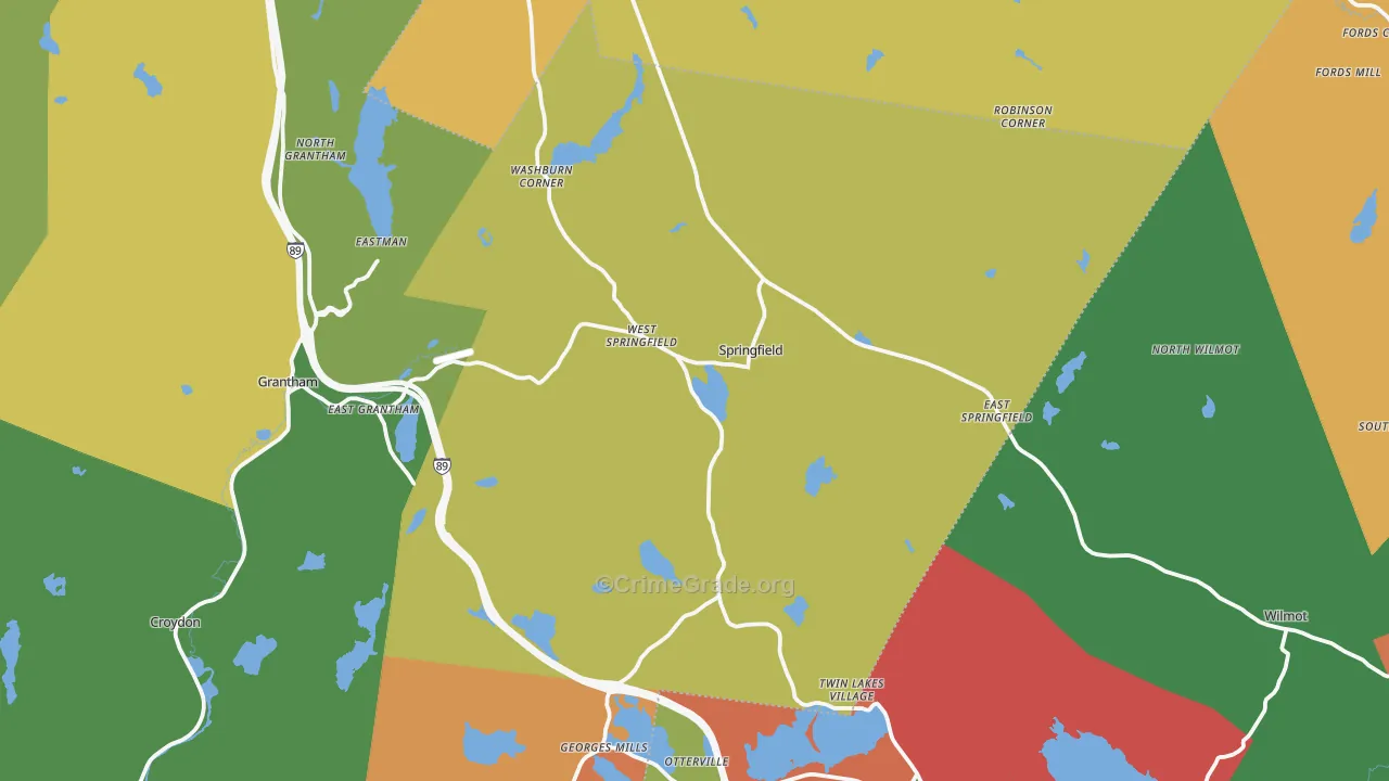 Springfield, NH Map of Vandalism Rates