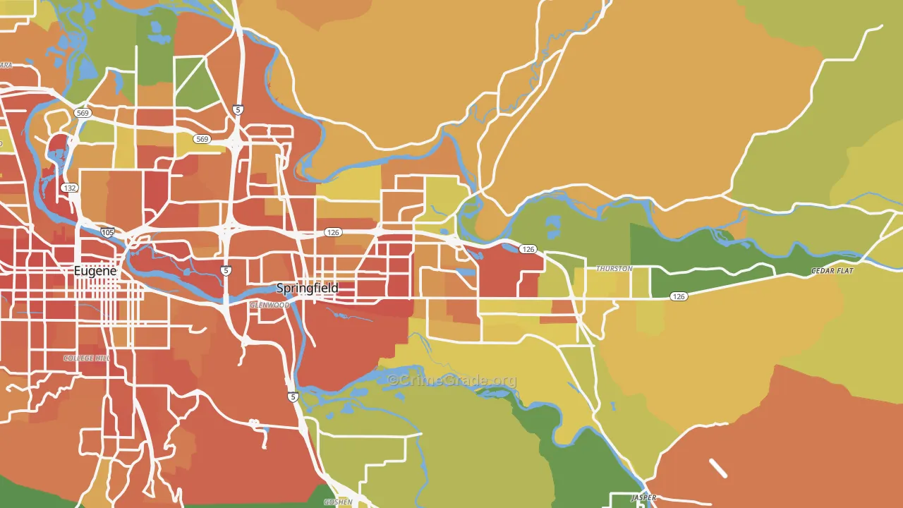 Springfield, OR Map of Vandalism Rates