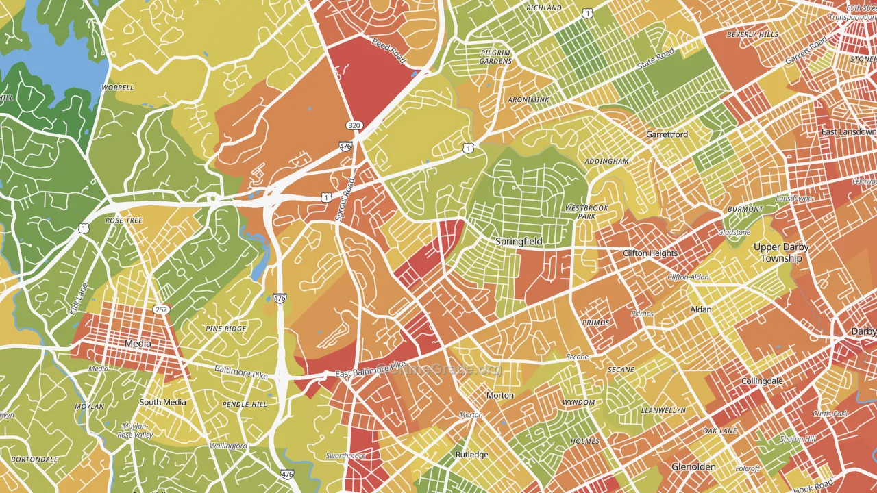 Springfield, PA Map of Vandalism Rates