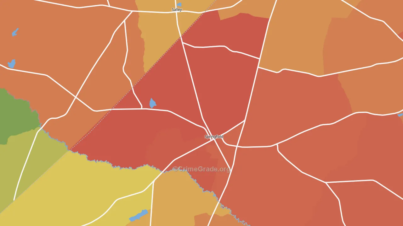 Springfield, SC Map of Vandalism Rates