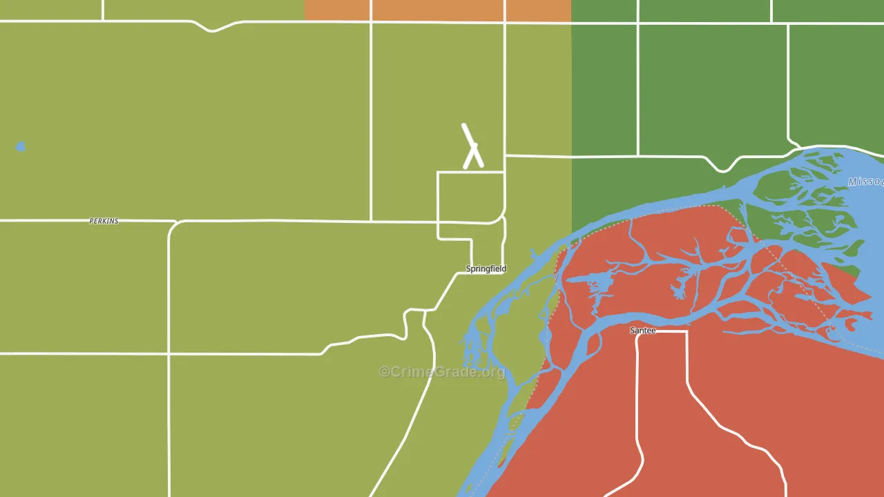 Springfield, SD Map of Vandalism Rates