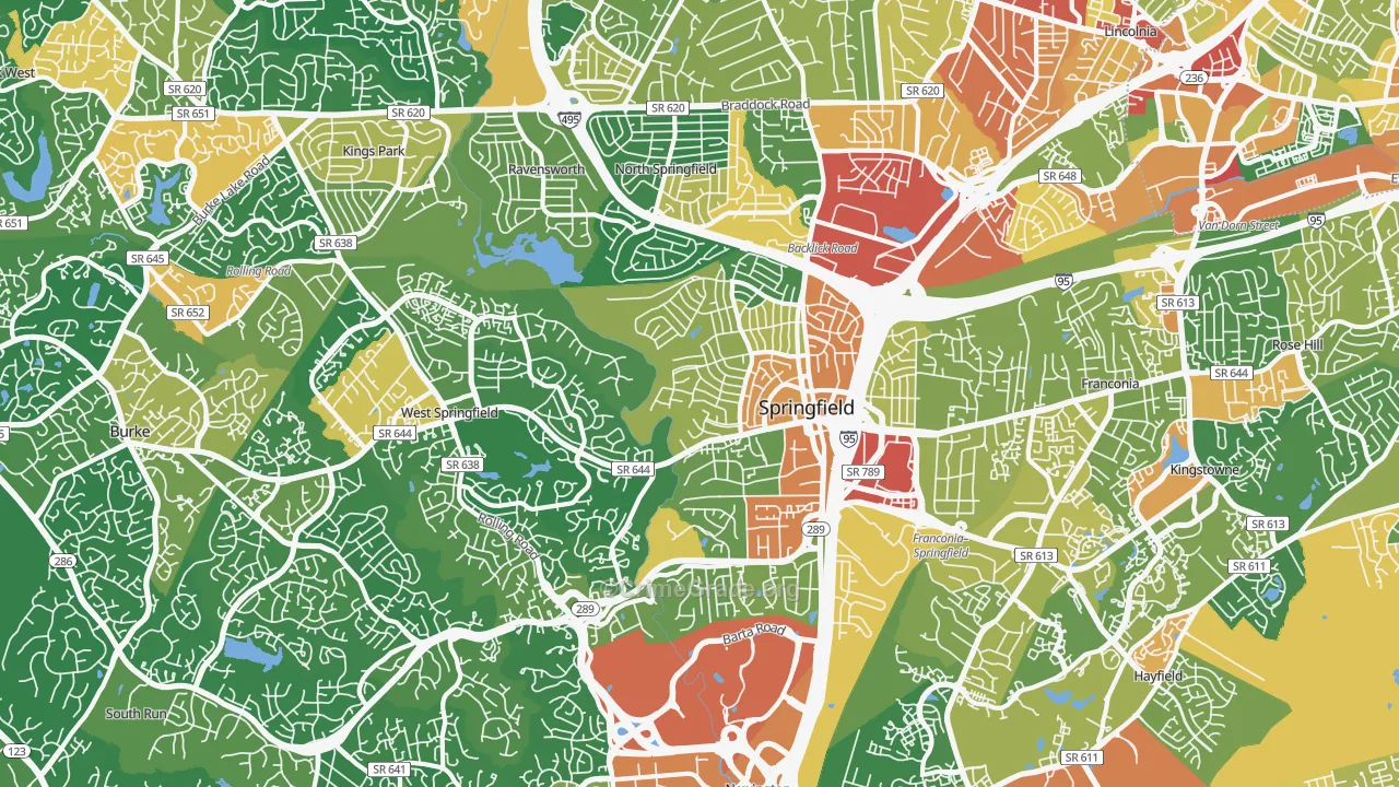 Springfield, VA Map of Vandalism Rates