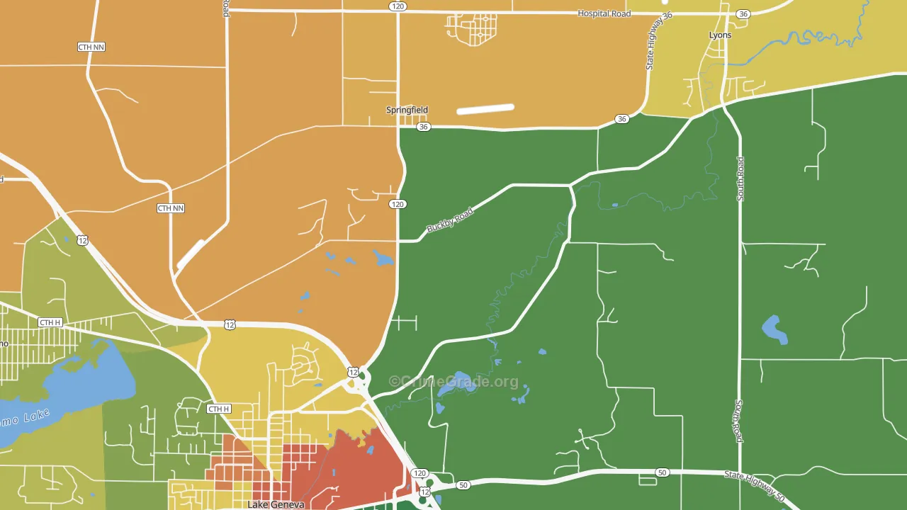 Springfield, WI Map of Vandalism Rates
