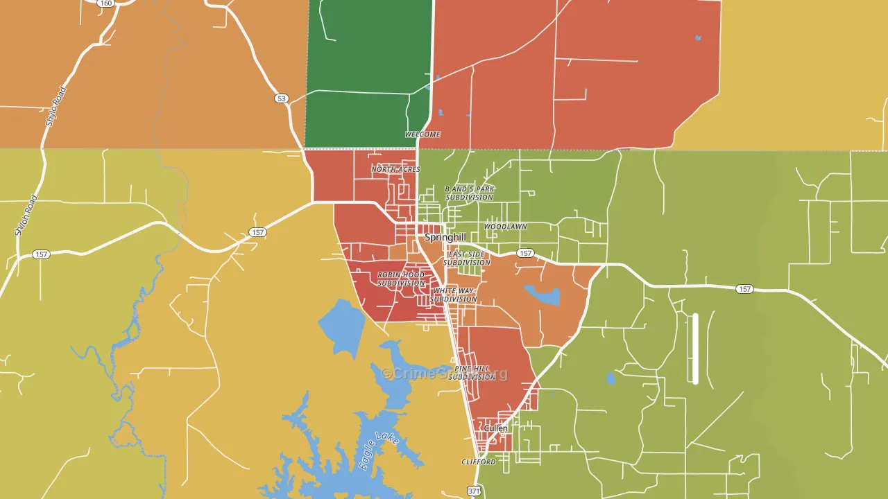 Springhill, LA Map of Vandalism Rates