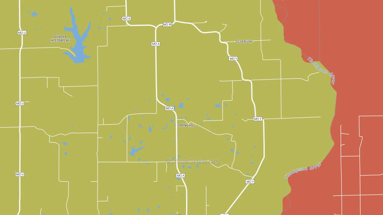 Springhill, MO Map of Vandalism Rates