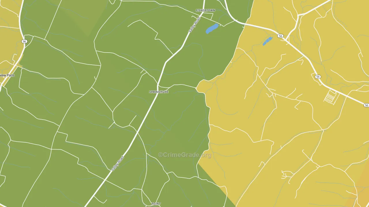 Springhope, PA Map of Vandalism Rates