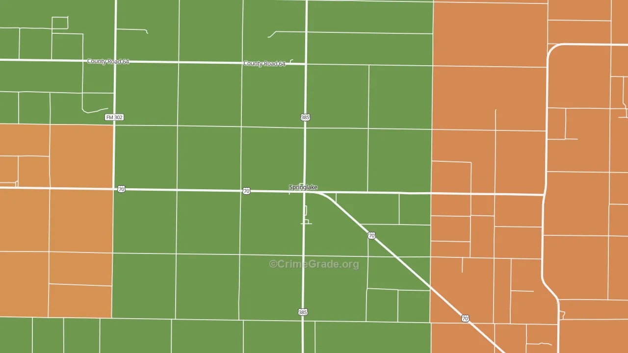 Springlake, TX Map of Vandalism Rates