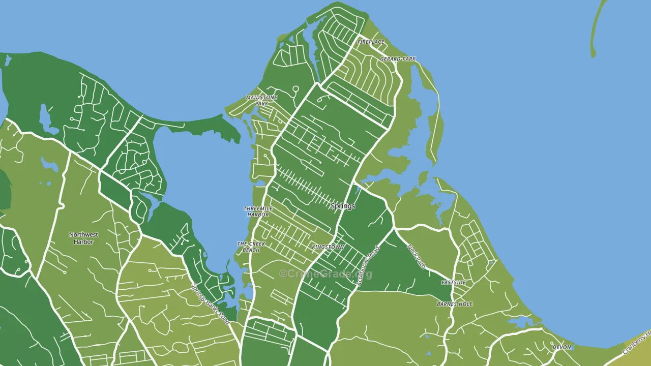 Springs, NY Map of Vandalism Rates