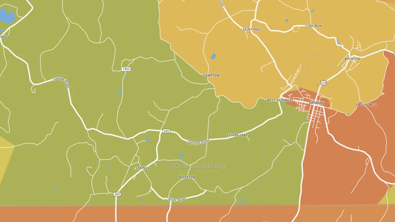 Springs, PA Map of Vandalism Rates