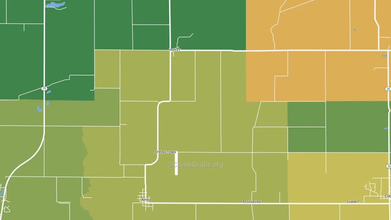 Springtown, IN Map of Vandalism Rates