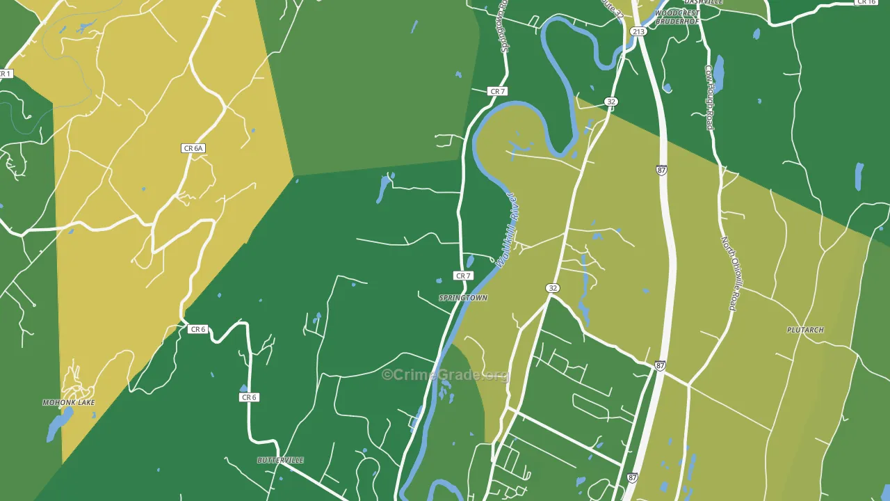 Springtown, NY Map of Vandalism Rates