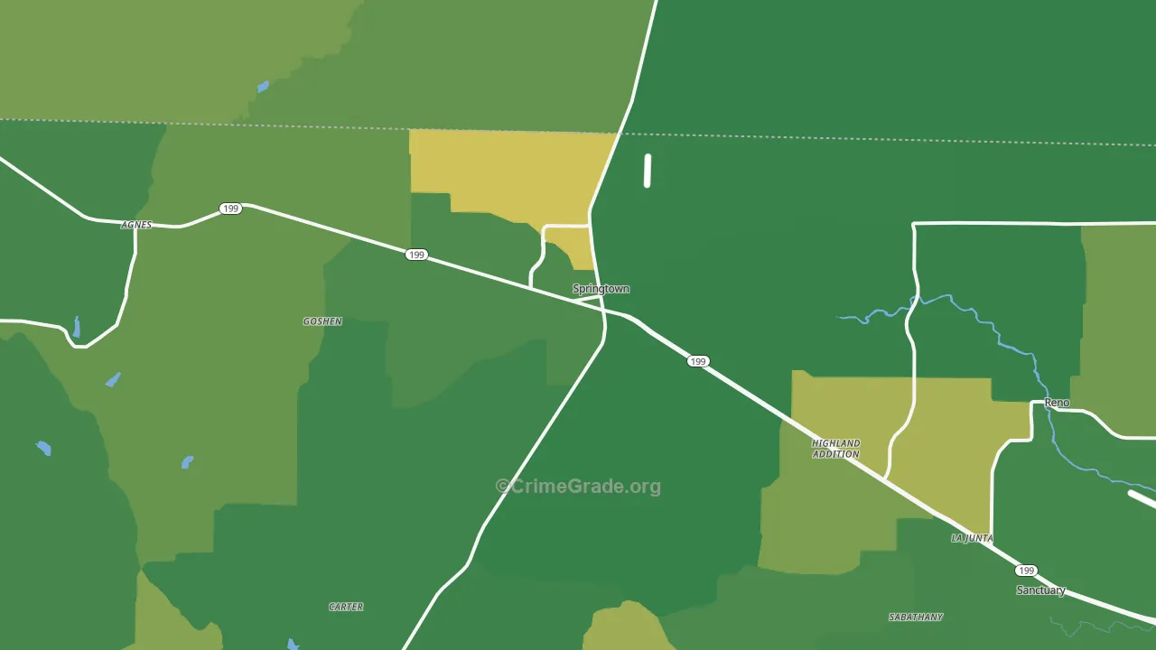 Springtown, TX Map of Vandalism Rates