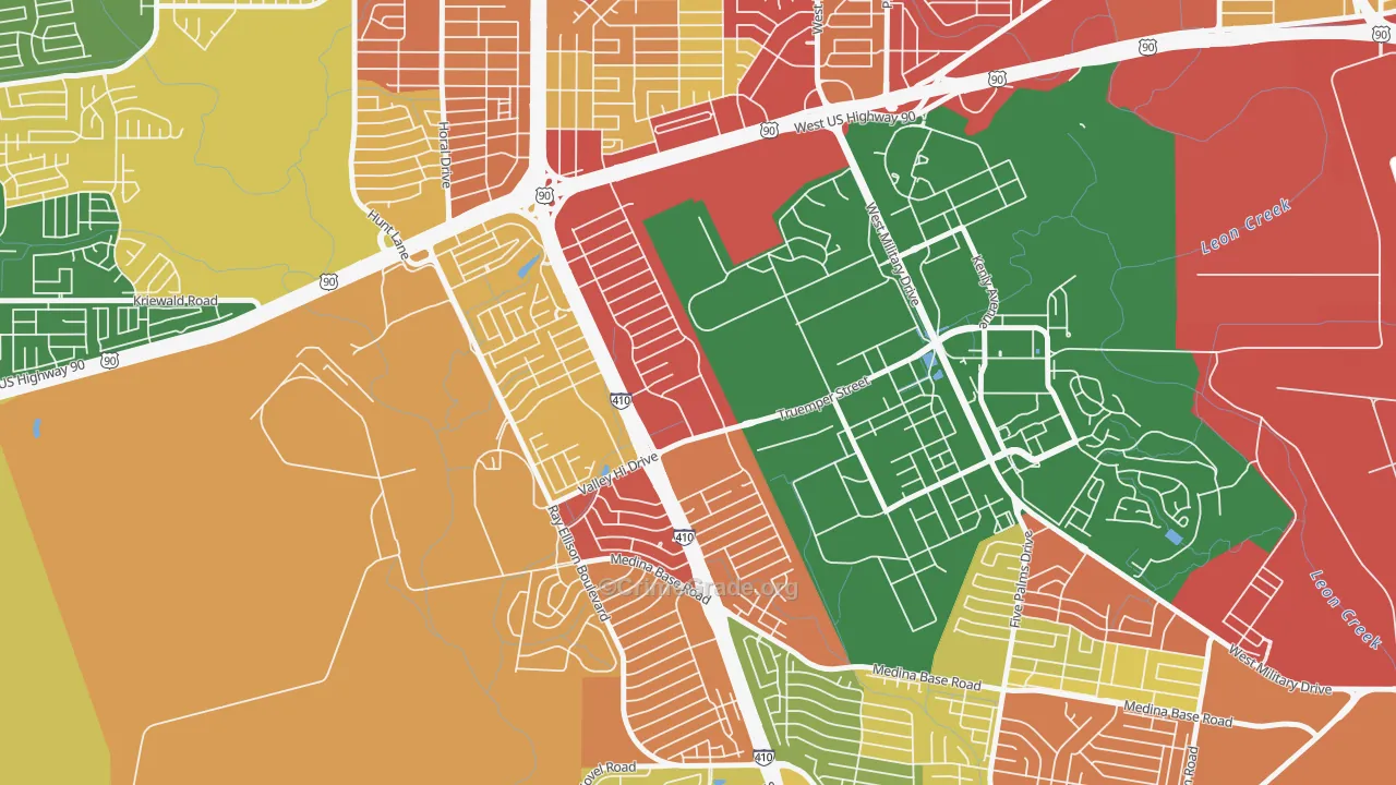 Springvale, San Antonio, TX Map of Vandalism Rates