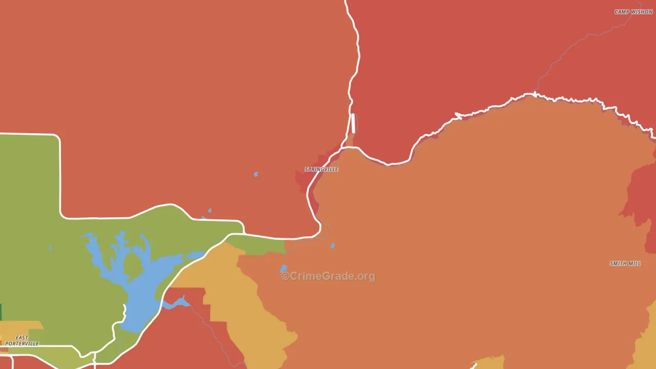 Springville, CA Map of Vandalism Rates