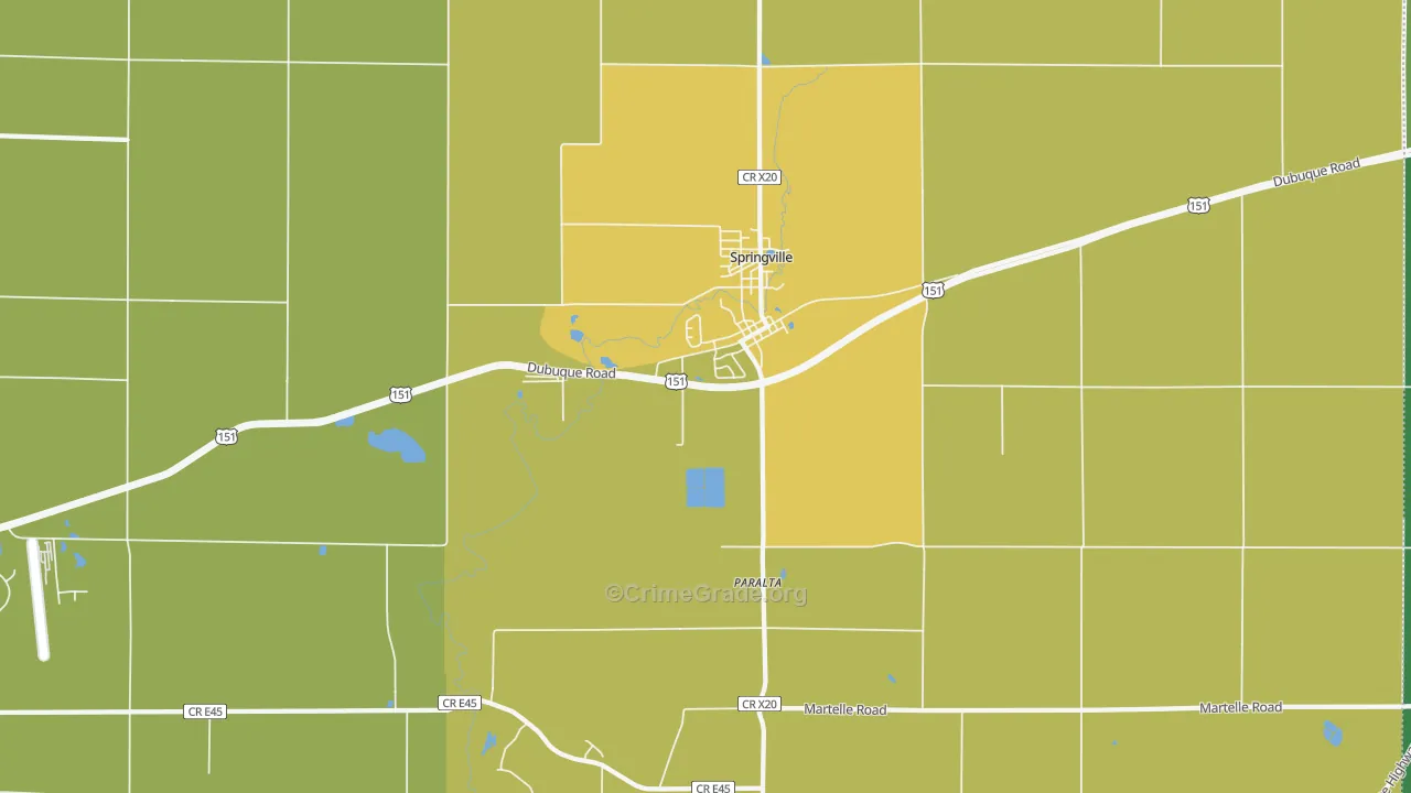 Springville, IA Map of Vandalism Rates