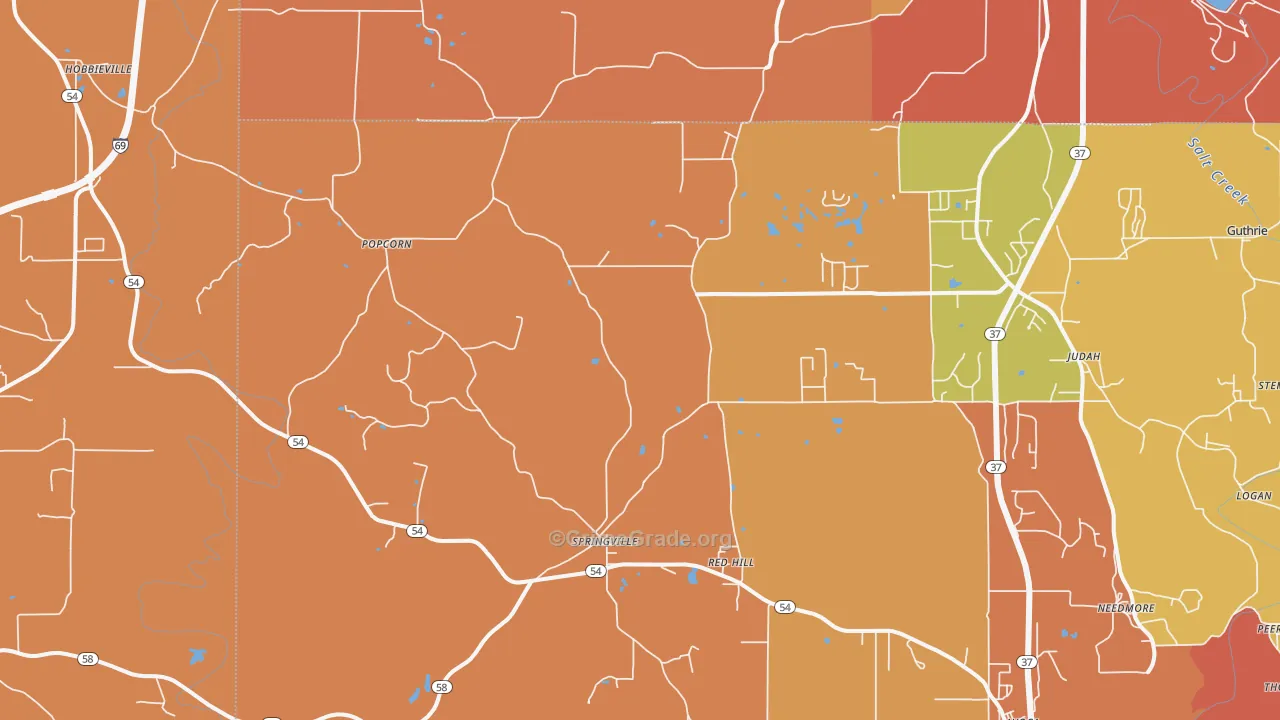 Springville, IN Map of Vandalism Rates