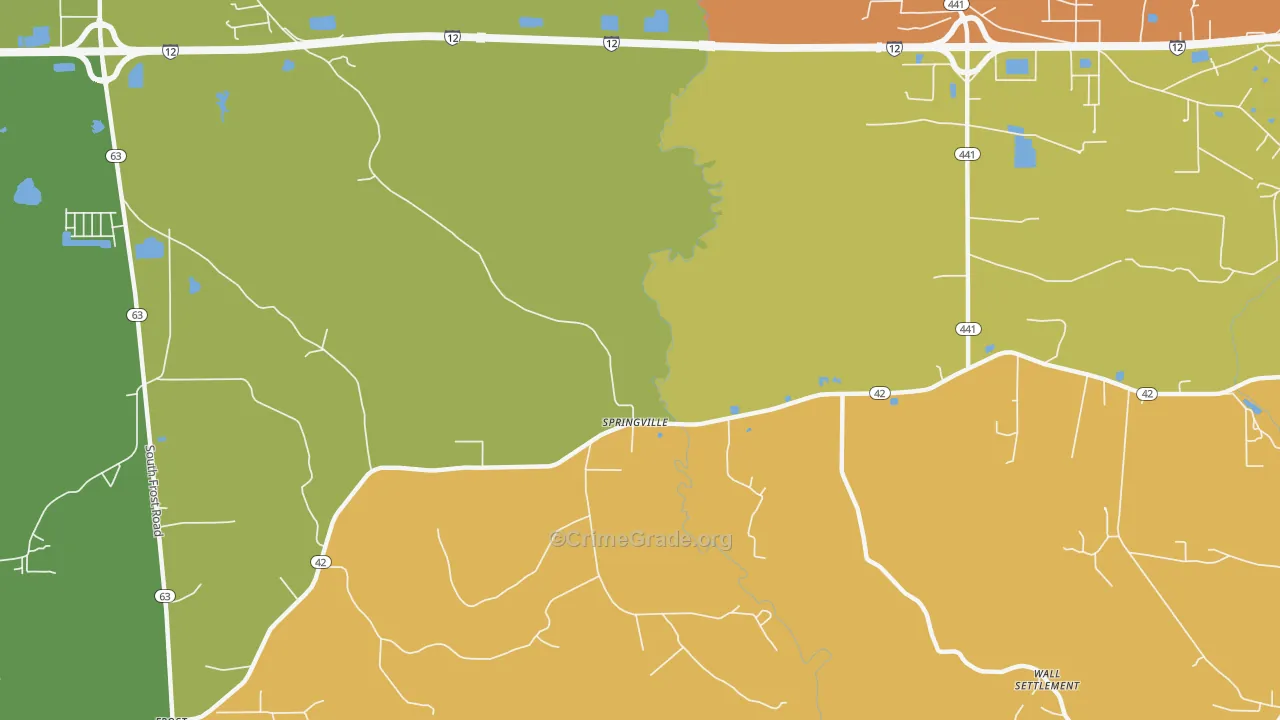 Springville, LA Map of Vandalism Rates