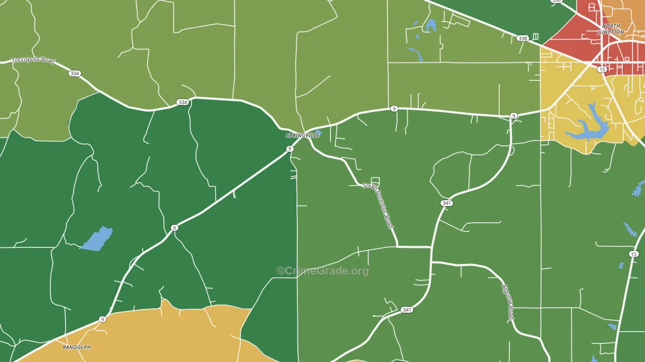 Springville, MS Map of Vandalism Rates