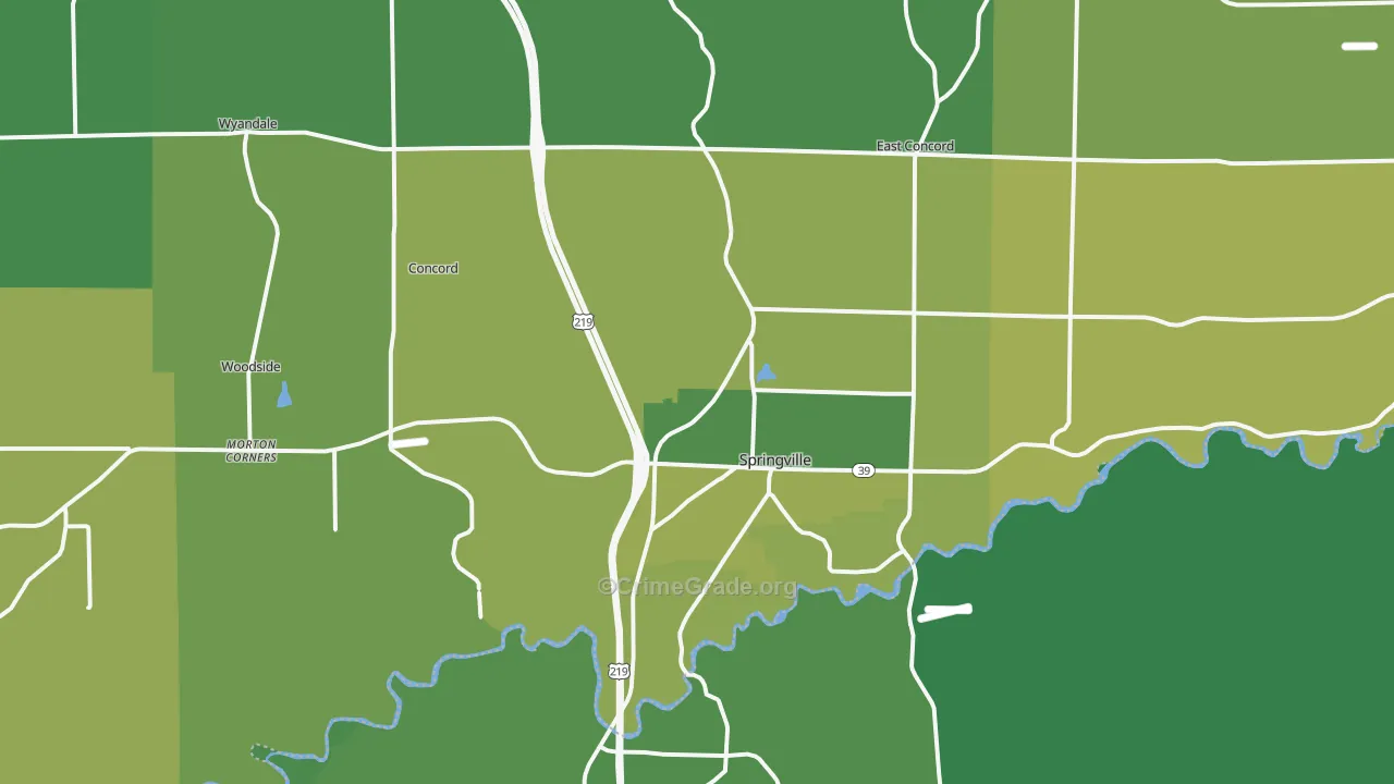 Springville, NY Map of Vandalism Rates
