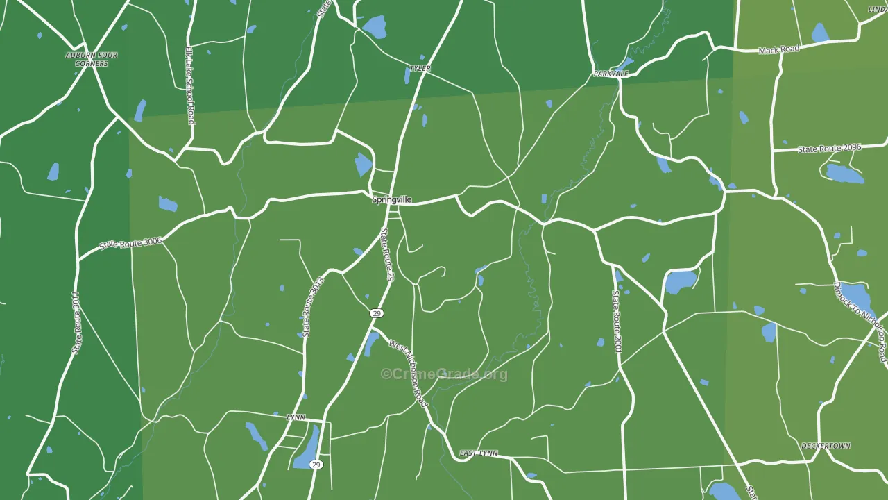 Springville, PA Map of Vandalism Rates