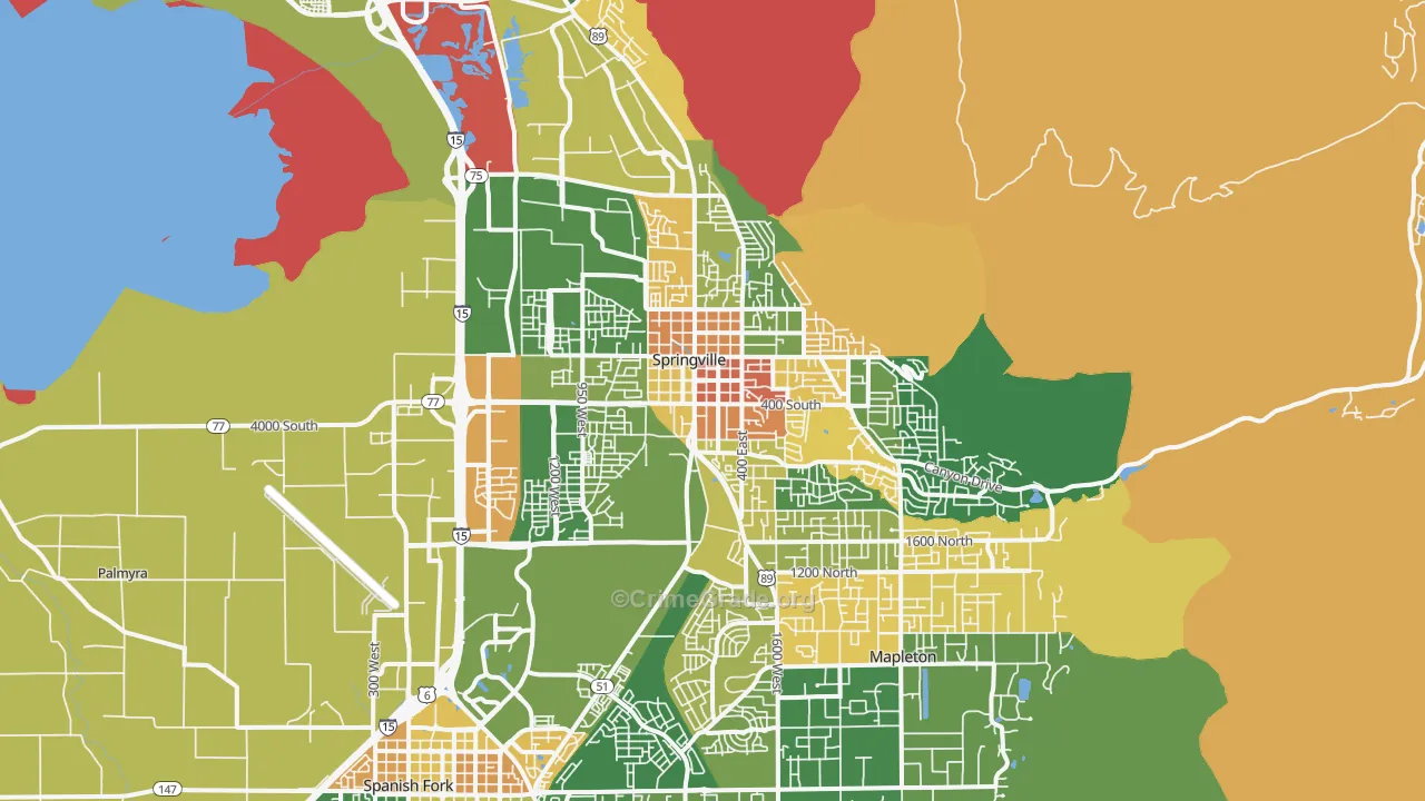 Springville, UT Map of Vandalism Rates